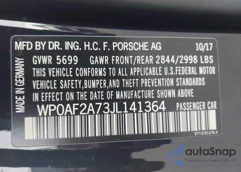 2018 Porsche Panamera Turbo from USA, damaged, VIN WP0AF2A73JL141364